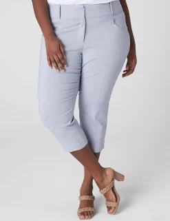 Crops And Capris^Lane Bryant Slim Capri 4-Season Pant Navy White Stripe
