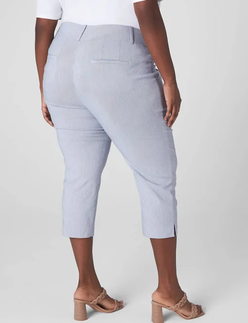 Crops And Capris^Lane Bryant Slim Capri 4-Season Pant Navy White Stripe