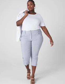 Crops And Capris^Lane Bryant Slim Capri 4-Season Pant Navy White Stripe