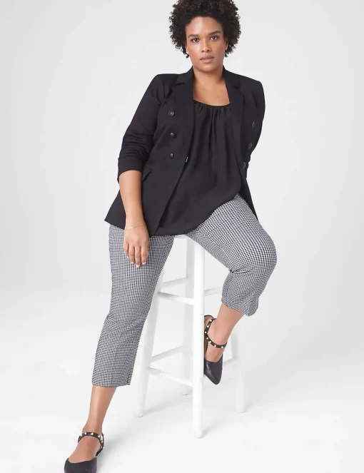Crops And Capris^Lane Bryant Slim Capri 4-Season Pant Black Gingham