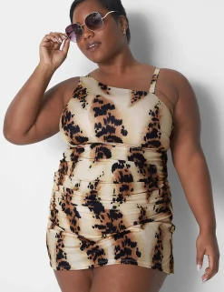 Swim Bottoms^Lane Bryant Slitted Swim Skirt Sand Dollar Animal