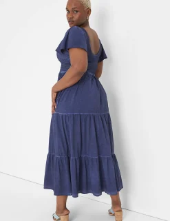 Fit & Flare^Lane Bryant Smocked-Bodice Dress Maritime Blue
