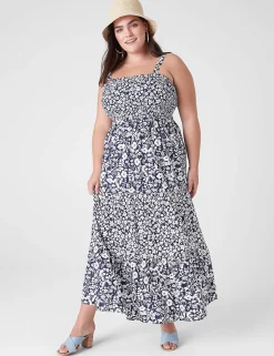Fit & Flare^Lane Bryant Smocked-Bodice Maxi Dress Ali Floral