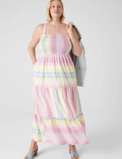 Maxi & Midi^Lane Bryant Smocked-Bodice Maxi Dress Rebecca Stripe