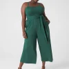 Work Versatile^Lane Bryant Smocked-Bodice Waist-Tie Jumpsuit Hunter Green