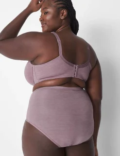 F To K Cups^Lane Bryant Smooth Lightly Lined Full Coverage Bra With Lace Marl Elderberry