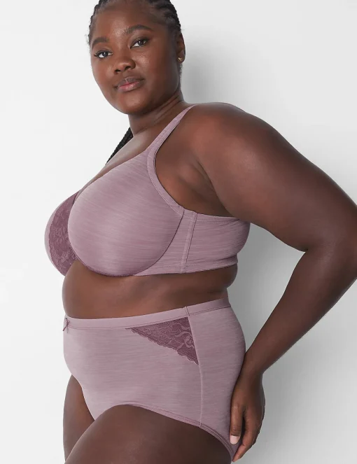 Full Coverage Bras^Lane Bryant Smooth Lightly Lined Full Coverage Bra With Lace Marl Elderberry