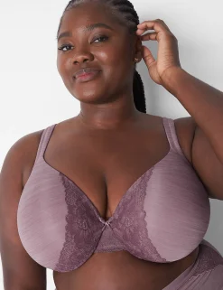 Full Coverage Bras^Lane Bryant Smooth Lightly Lined Full Coverage Bra With Lace Marl Elderberry