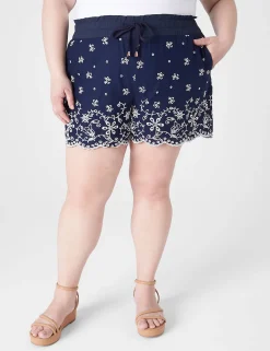 Crops, Capris And Shorts^Lane Bryant Soft Eyelet Short Navy