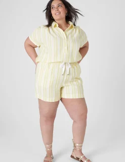 Shorts^Lane Bryant Soft Stripe Short Yellow & White Stripe