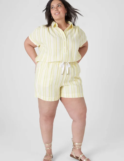Shorts^Lane Bryant Soft Stripe Short Yellow & White Stripe