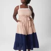 Work Versatile^Lane Bryant Square-Neck Colorblock Maxi Dress Blue & Tan