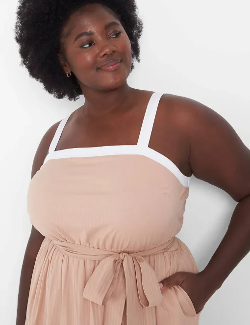 Work Versatile^Lane Bryant Square-Neck Colorblock Maxi Dress Blue & Tan