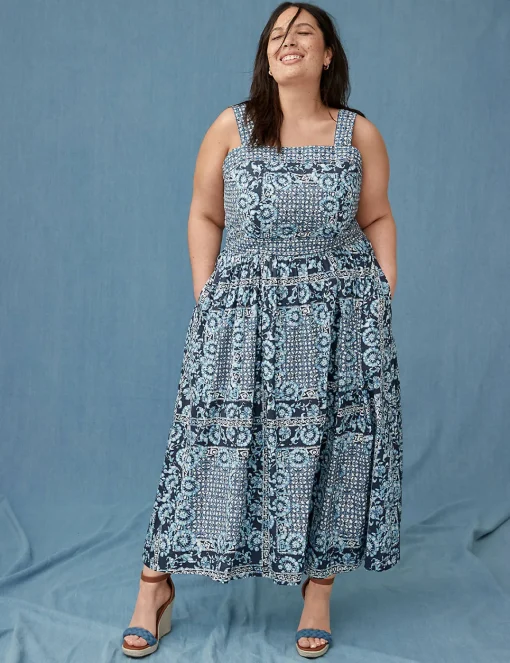 Maxi & Midi^Lane Bryant Square-Neck Quilted-Detail Midi Dress Batik Floral