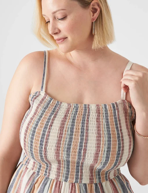 Jumpsuits & Rompers^Lane Bryant Square-Neck Smocked Linen Romper Multi