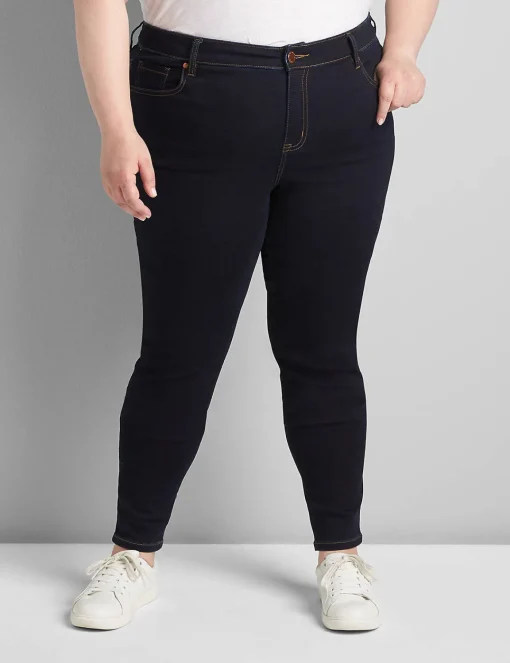 Skinny & Jegging^Lane Bryant Straight Fit High-Rise Sateen Skinny Jean Dark Denim
