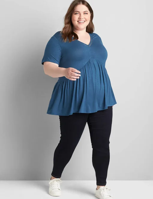 Skinny & Jegging^Lane Bryant Straight Fit High-Rise Sateen Skinny Jean Dark Denim