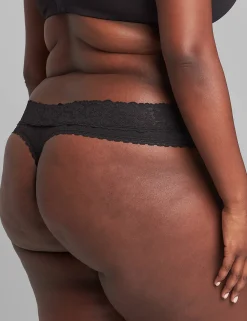Sexy Panties^Lane Bryant Stretch Lace Thong Panty Black