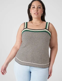 Sweaters^Lane Bryant Striped Stitch Sweater Tank Multi Stripe