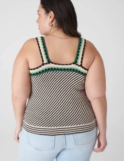 Sweaters^Lane Bryant Striped Stitch Sweater Tank Multi Stripe