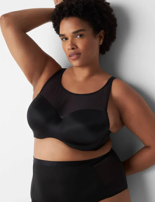 Balconette Bras^Lane Bryant Summer Sheer High-Neck Balconette Bra Black