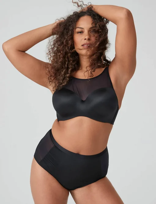 Balconette Bras^Lane Bryant Summer Sheer High-Neck Balconette Bra Black