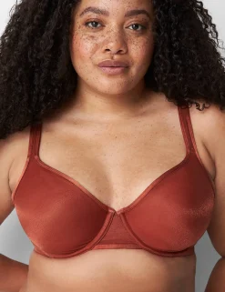 F To K Cups^Lane Bryant Summer Sheer Unlined Balconette Bra Brandy