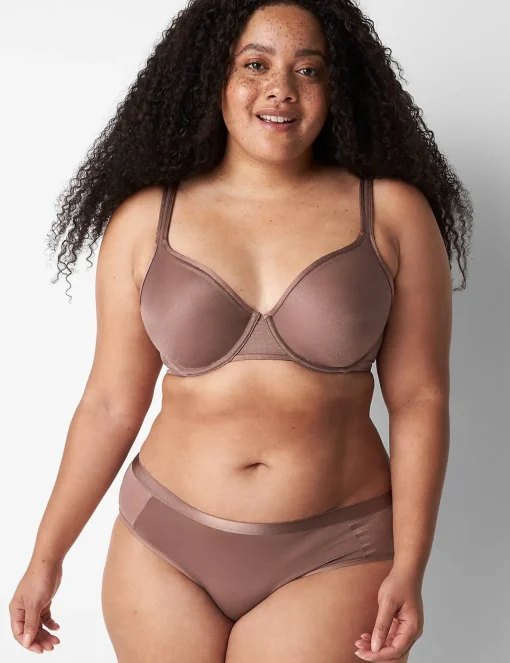 Balconette Bras^Lane Bryant Summer Sheer Unlined Balconette Bra Deep Taupe