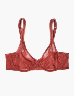 F To K Cups^Lane Bryant Summer Sheer Unlined Balconette Bra Brandy