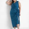 Maxi & Midi^Lane Bryant Surplice-Neck Ruched Maxi Dress Dot
