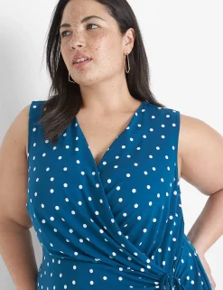 Maxi & Midi^Lane Bryant Surplice-Neck Ruched Maxi Dress Dot