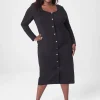 Maxi & Midi^Lane Bryant Sweetheart-Neck Heart Button-Front Bodycon Dress Black