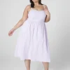Maxi & Midi^Lane Bryant Sweetheart-Neck Stripe Fit & Flare Dress Lilac Skinny Stripe