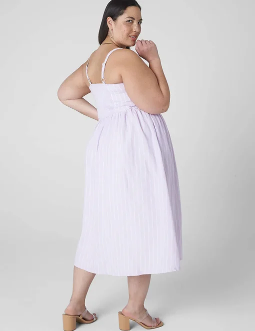 Maxi & Midi^Lane Bryant Sweetheart-Neck Stripe Fit & Flare Dress Lilac Skinny Stripe