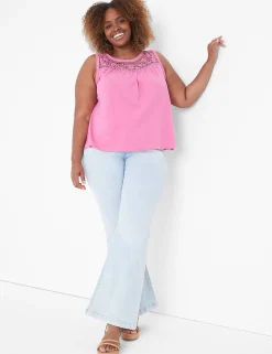 The Tee Shop^Lane Bryant Swing Lace-Yoke Tank Top Fiji Flower