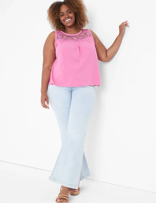 The Tee Shop^Lane Bryant Swing Lace-Yoke Tank Top Fiji Flower