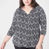Knit Tops^Lane Bryant Swing Pleated V-Neck Top Fan Print