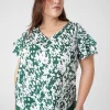 Shirts & Blouses^Lane Bryant Swing V-Neck Ruffle Blouse Dappled Green