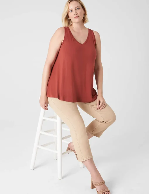 Knit Tops^Lane Bryant Swing V-Neck Tank Brandy