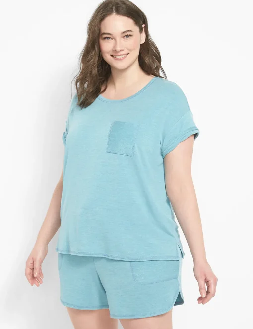 Sleep Separates^Lane Bryant Terry Fabric-Mix Sleep Short Tahitian Tide