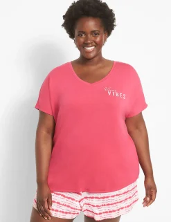 Sleep Separates^Lane Bryant Terry Sleep Short Tie Dye Raspberry