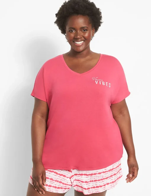 Sleep Separates^Lane Bryant Terry Sleep Short Tie Dye Raspberry