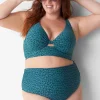 Swim Bottoms^Lane Bryant Textured Foldover-Waist Swim Brief Forest