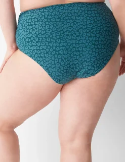 Swim Bottoms^Lane Bryant Textured Foldover-Waist Swim Brief Forest