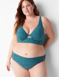 Swim Bottoms^Lane Bryant Textured Foldover-Waist Swim Brief Forest