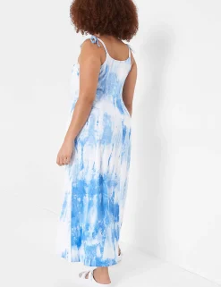 Maxi & Midi^Lane Bryant Tie-Shoulder Smocked-Neck Maxi Dress Sky