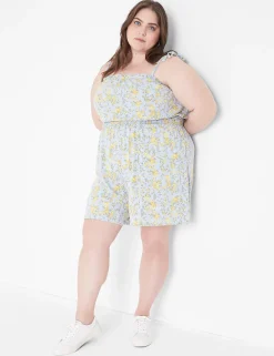 Jumpsuits & Rompers^Lane Bryant Tie-Shoulder Smocked-Waist Romper Ditsy Bloom