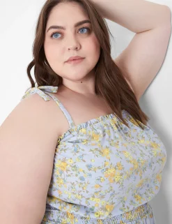 Jumpsuits & Rompers^Lane Bryant Tie-Shoulder Smocked-Waist Romper Ditsy Bloom