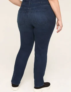 Straight Leg^Lane Bryant Tighter Tummy Fit High-Rise Straight Jean Dark Denim