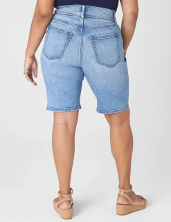 Crops, Capris And Shorts^Lane Bryant Tighter Tummy High-Rise Bermuda Jean Short Light Denim